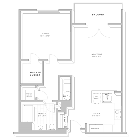 1 Bed 1 Bath A2G Floor Plan at AVE Florham Park, Florham Park, NJ